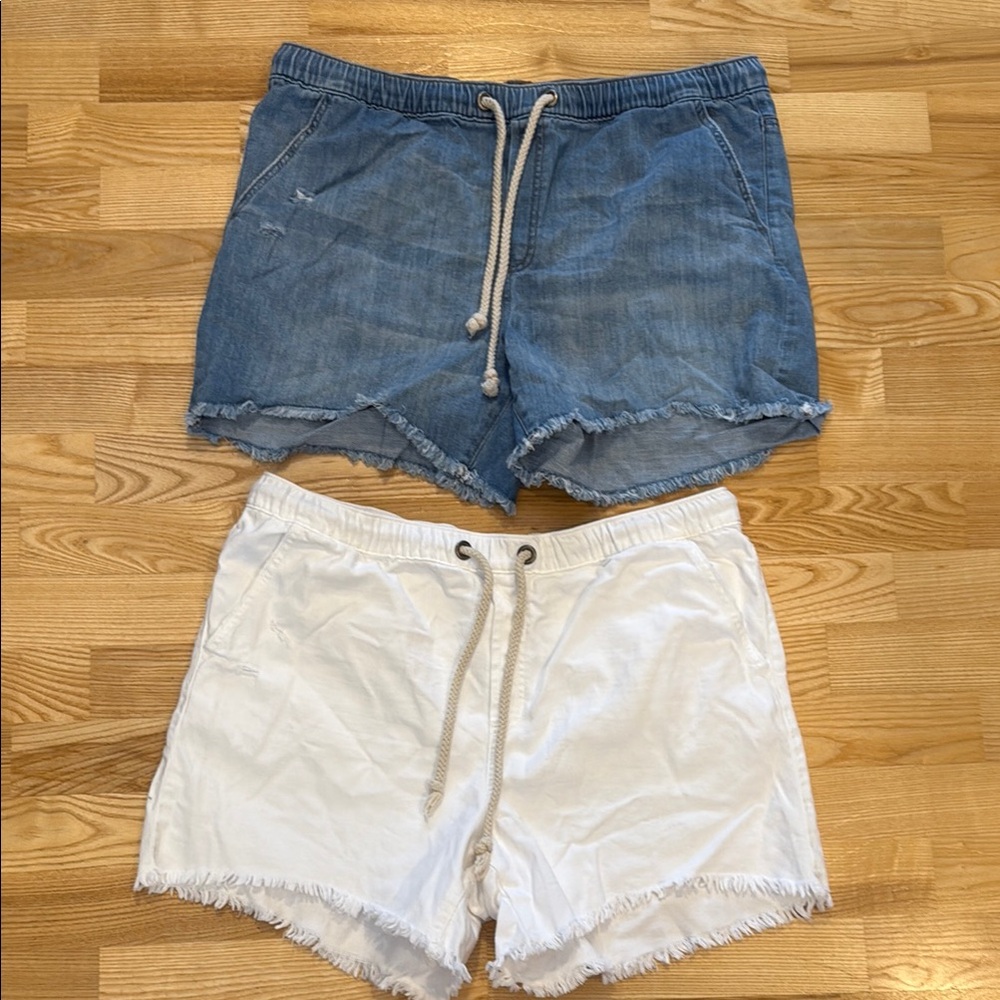 Aerie Blue and White Jean Shorts Set